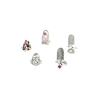 Sohi Women's The Regal-Papillon Nail Rings - Metallic Silver Set Of 5