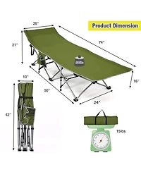 Gouun Folding Camping Cot with Detachable Headrest and Side Storage Pocket