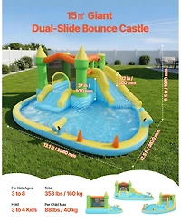 Mecale Bounce House Water Slide 12.5 x 13.1 Feet with Splash Pool, Ages 3