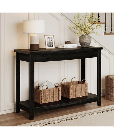 Tribesigns Solid Wood Console Table, 41.3" Farmhouse Entryway Table with Storage Shelf