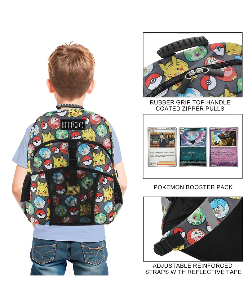 Pokemon All Over Print 2 Piece 16 Inch Premium Backpack and Utility Case Set For School And Travel for boys