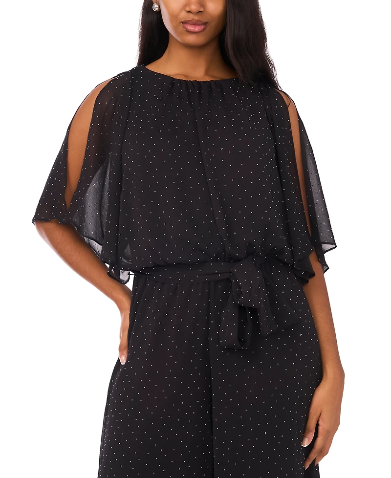 Msk Women's Blouson-Sleeve Crewneck Jumpsuit