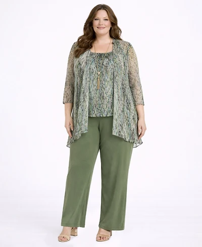 R & M Richards Plus Tank Top, Jacket, and Pants, 3-Piece Set