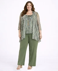 R & M Richards Plus Tank Top, Jacket, and Pants, 3-Piece Set