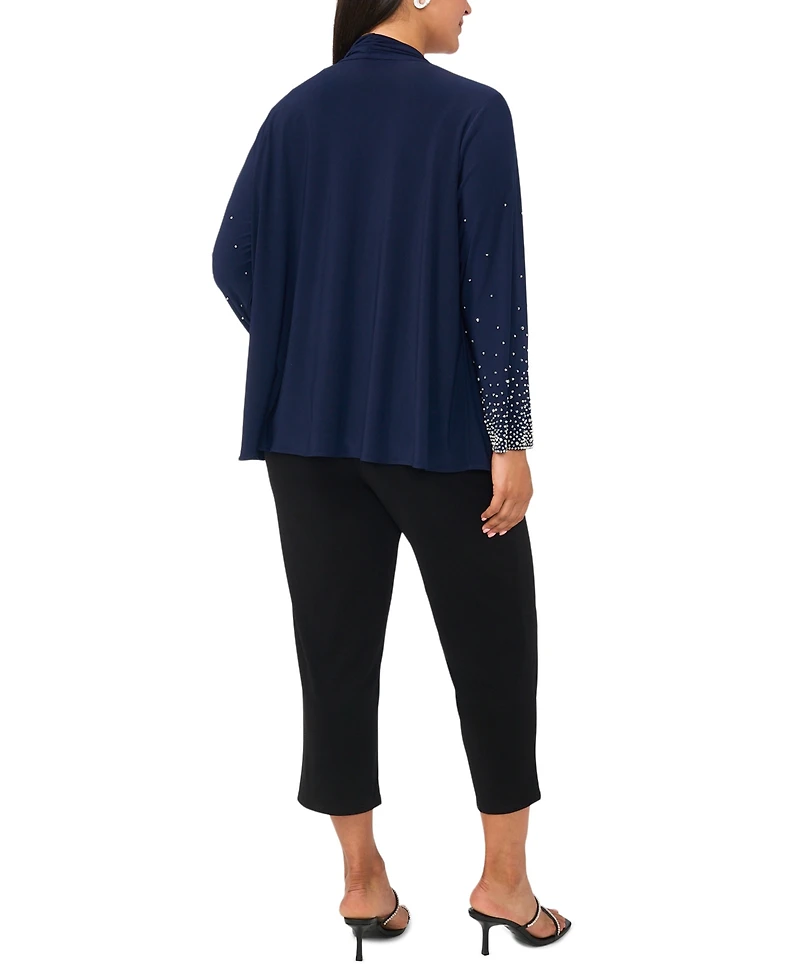 Msk Plus-Size Long-Sleeve Round Neck Top