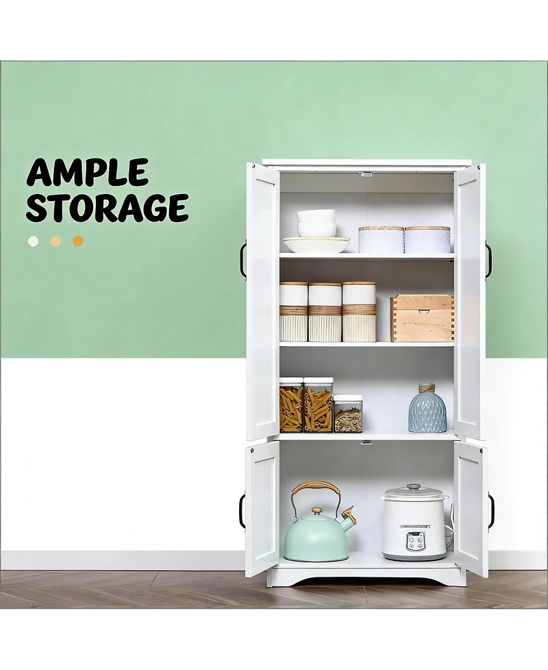 Freestanding Kitchen Cabinet Accent Floor Storage with Adjustable Shelves