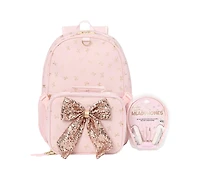 Rainbow Sugar Girls' Bow Lunch Box, Backpack with Matching Headphone, 3-Piece Set