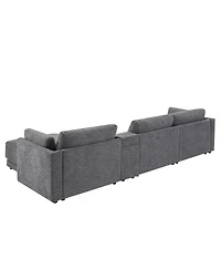 Streamdale Furniture L-Shaped Sectional Sofa with Storage Console, Charger, Ottoman, Wider Cushion