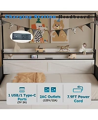 Streamdale Furniture Modern Bed with Storage, Led, and Charging Station