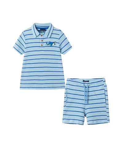 Andy & Evan Toddler Boys Waffle Polo Set