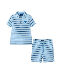 Andy & Evan Toddler Boys Waffle Polo Set