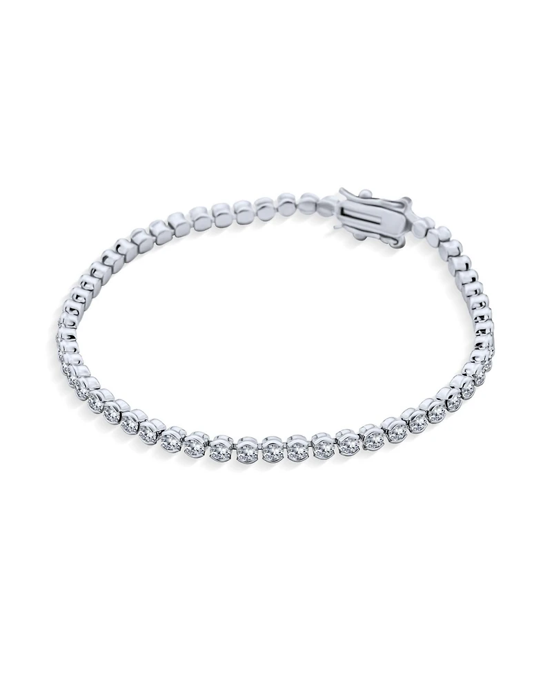 Bling Jewelry Cubic Zirconia Circlet Bubble Cz Bezel Set Slender Tennis Bracelet Silver Plated 8 Inch