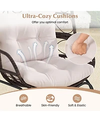 Yiortwo Patio Wicker Egg Chair with Cushions, Outdoor Rattan Lounge Chair