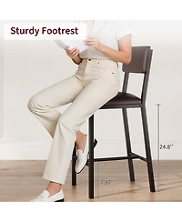 homfan Set of 4 Bar Stools with Backrest - Upholstered Pu Leather, Thick Metal Legs, Footrest