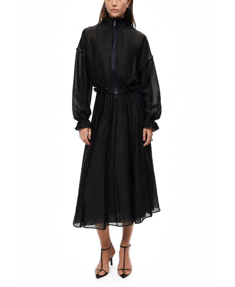 Nocturne Women's Sheer Pleated Midi Skirt