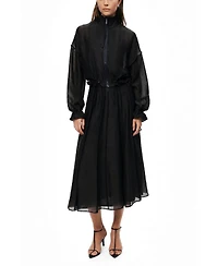 Nocturne Women's Sheer Pleated Midi Skirt