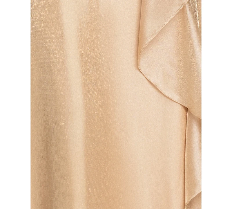 Xscape Plus V-Neck Jacquard Ruffle Gown