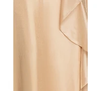 Xscape Plus V-Neck Jacquard Ruffle Gown