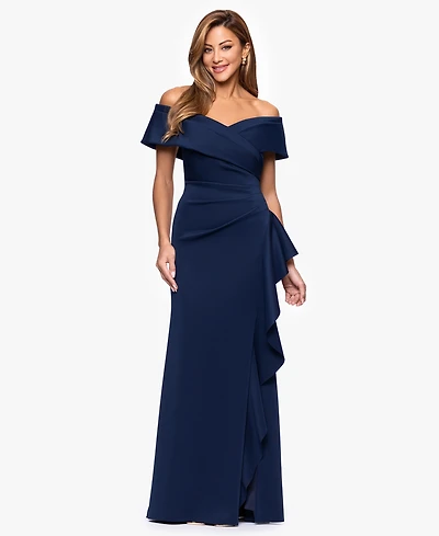 Xscape Petite Off-The-Shoulder Ruffle Detail Gown
