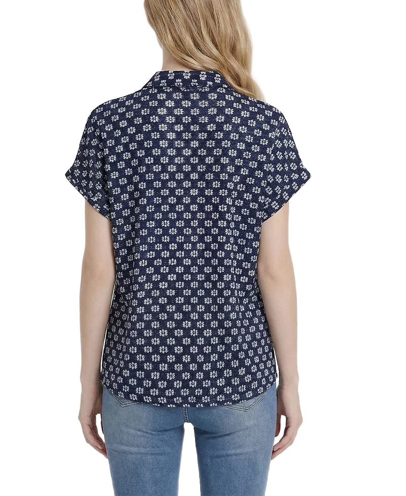 Ny Collection Women's Short-Sleeve Lace Top