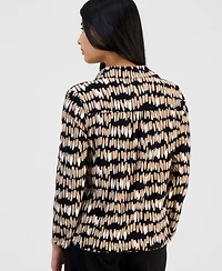 Anne Klein Essentials Petite Printed Collared 3/4-Sleeve Top