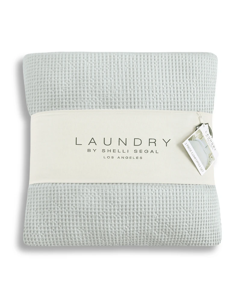 Laundry Stone Washed Cotton Waffle 3-Piece Comforter Set