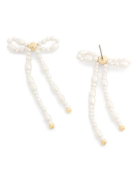 Coach Faux Imitation Pearl Bow Drop Earrings
