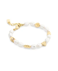 Coach Faux Imitation Pearl Iconic Signature Charm Strand Bracelet