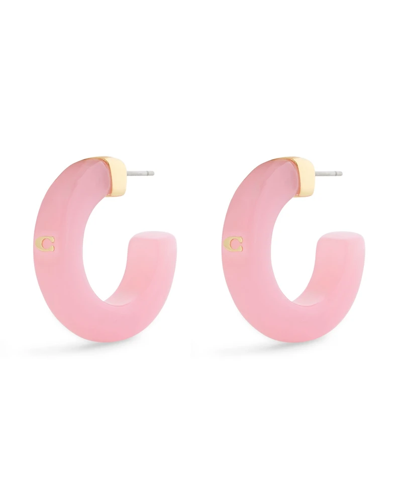 Coach Black Signature C Resin Hoop Earrings