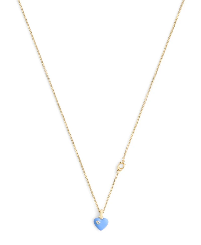 Coach Faux Stone Signature C Enamel Heart Pendant Necklace