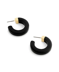 Coach Black Signature C Resin Hoop Earrings