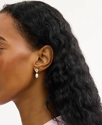 Coach Faux Imitation Pearl Iconic Tearose Drop Earrings