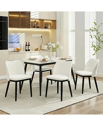 gaomon Dining Chairs Set of 4: Upholstered Fabric Dining Room Side Chairs, Chair for Dining Table with Padded Seat and Wood Legs