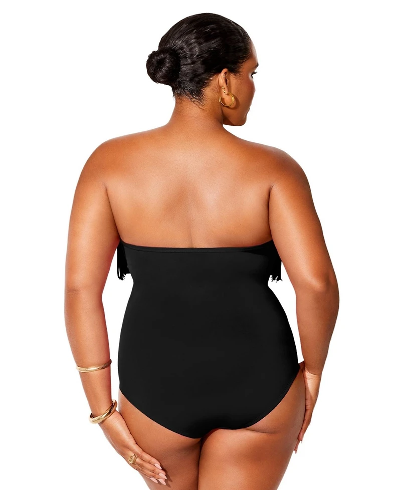Swimsuits for All Women's Fringe Bandeau One Piece Swimsuit