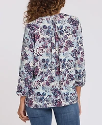 Nydj Women's Pintuck Split Neck Top