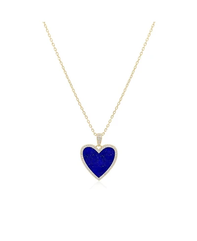 The Lovery Large Lapis Cz Halo Heart Necklace 14K Gold-Plated Sterling Silver