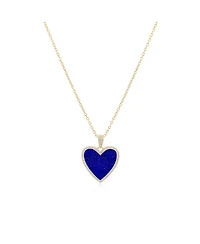 The Lovery Large Lapis Cz Halo Heart Necklace 14K Gold-Plated Sterling Silver