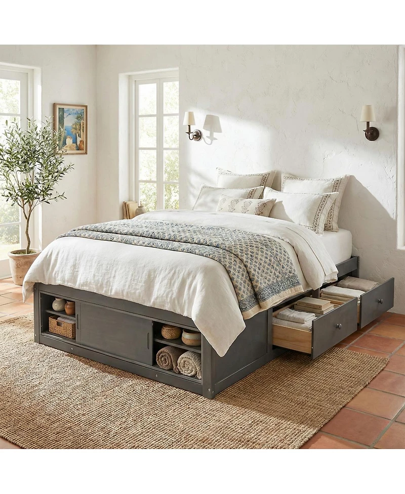Streamdale Furniture Queen Platform Bed w/ 4 Drawers, Footboard Storage, No Headboard