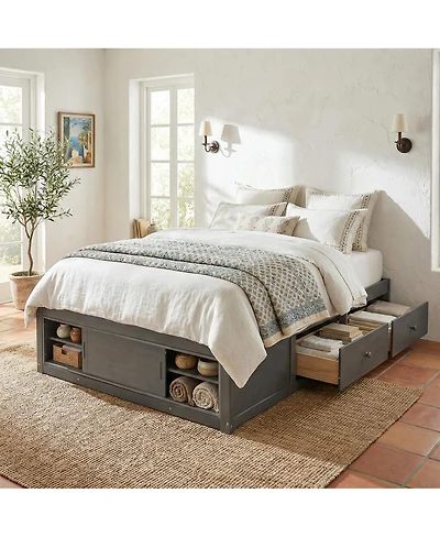 Streamdale Furniture Queen Platform Bed w/ 4 Drawers, Footboard Storage, No Headboard