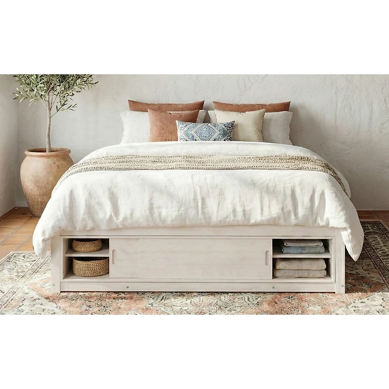 Streamdale Furniture Queen Platform Bed with 4 Drawers, Footboard Storage, No Headboard