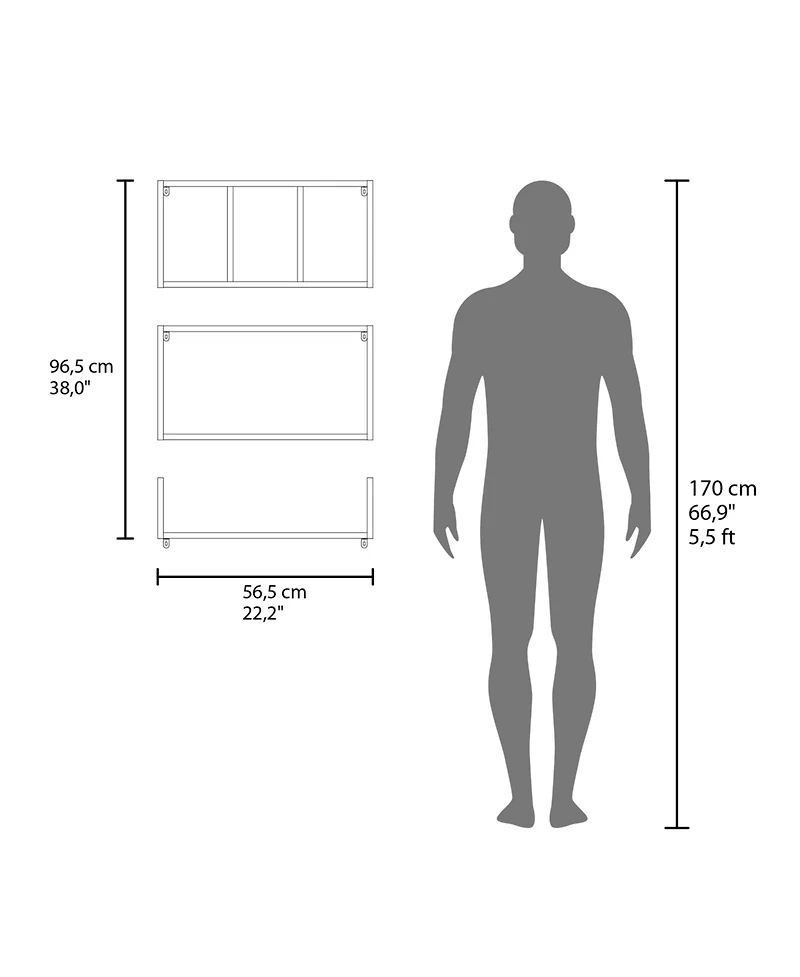 Fm Furniture Wall Mounted Floating Shelves, Set of 3 Rectangular Display Racks