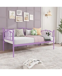 homfan Twin Metal Daybed Frame with Headboard, Platform Sofa Bed with Steel Slats, 12.0 in Underbed Storage, No Box Spring Needed
