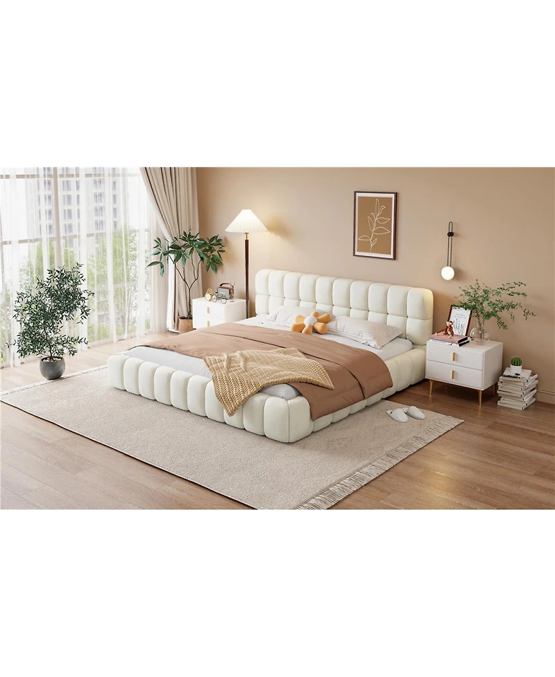 Streamdale Furniture Upholstered Platform Bed with Solid Frame