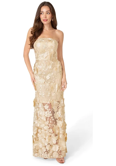 Bebe Women's Strapless Embroidery Maxi Dress