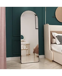 Phying arched full-length mirror with aluminum alloy frame, floor or wall mounted, perfect for bathroom, bedroom, or dressing areas