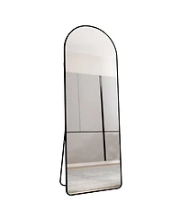 Phying arched full-length mirror with aluminum alloy frame, floor or wall mounted, perfect for bathroom, bedroom, or dressing areas