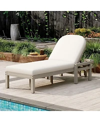 Asagikoiai Acacia Wood Outdoor Chaise Lounge, 5-Position Reclining Patio Chair with Cushion