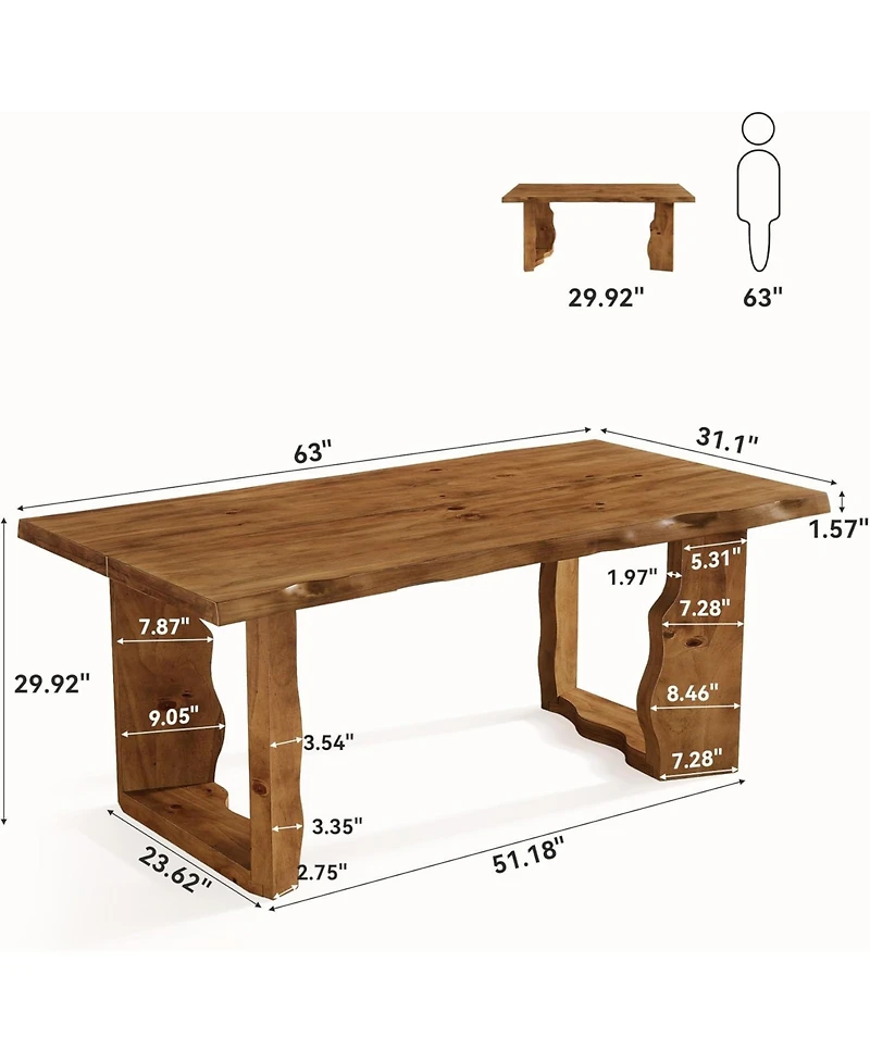 Tribesigns Live Edge Rustic Solid Wood Conference Table for 6 People, Farmhouse Meeting Table Executive Desk Workstation for Home Office