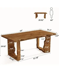 Tribesigns Live Edge Rustic Solid Wood Conference Table for 6 People, Farmhouse Meeting Table Executive Desk Workstation for Home Office