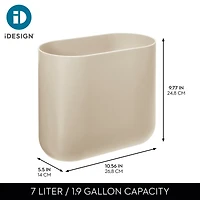 iDesign Small Plastic 1.9 Gallon Oval Bathroom Trash Can, 2-Pack